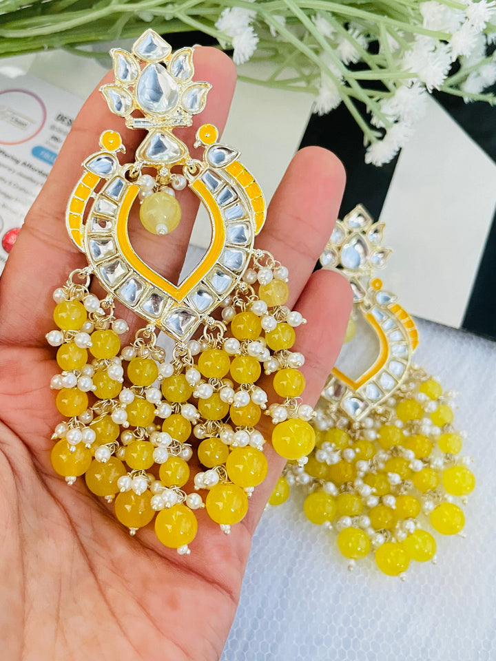 Haldi Beads Sweetheart Long Danglers - Desi Closet