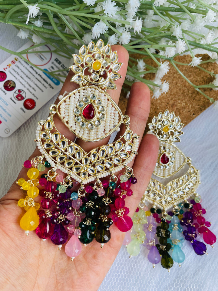 Multi Beads Eye Ethnic Drops - Desi Closet