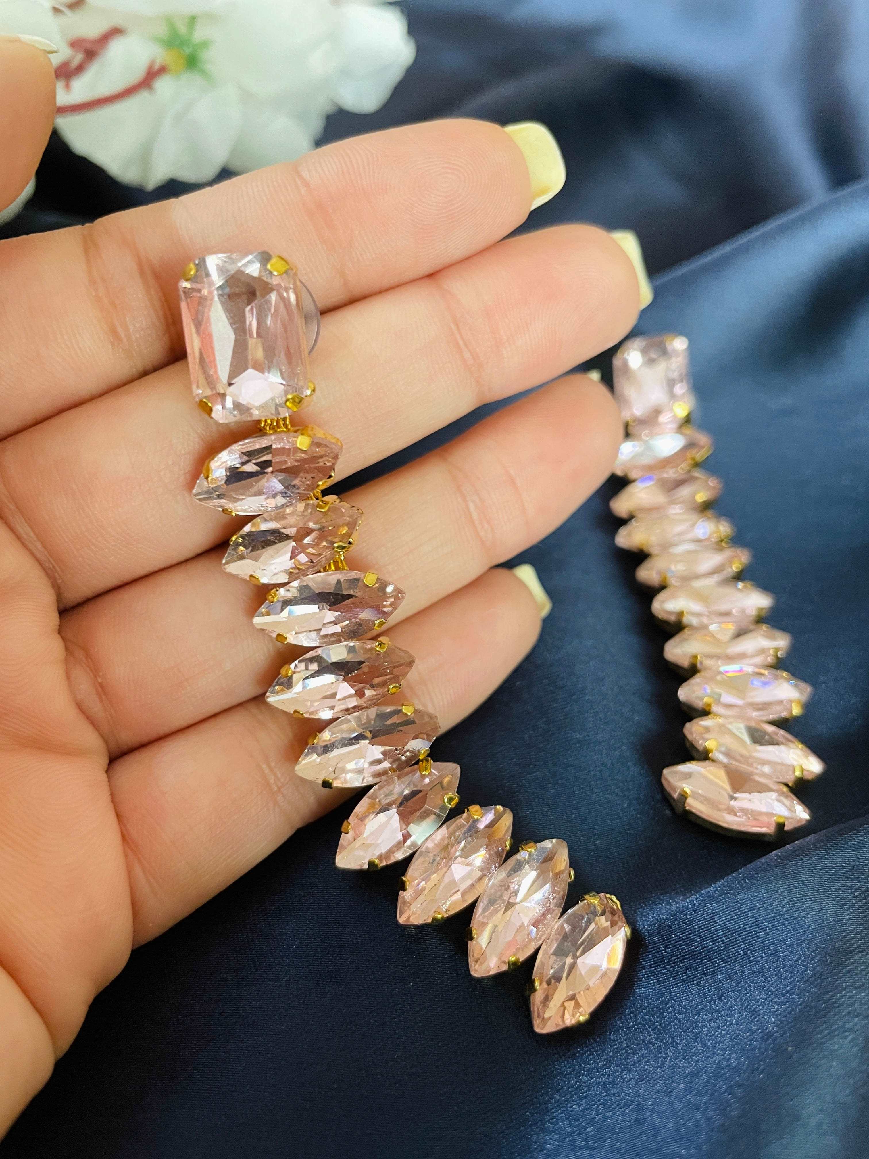 Iconic Peach Crystal Drops - Desi Closet