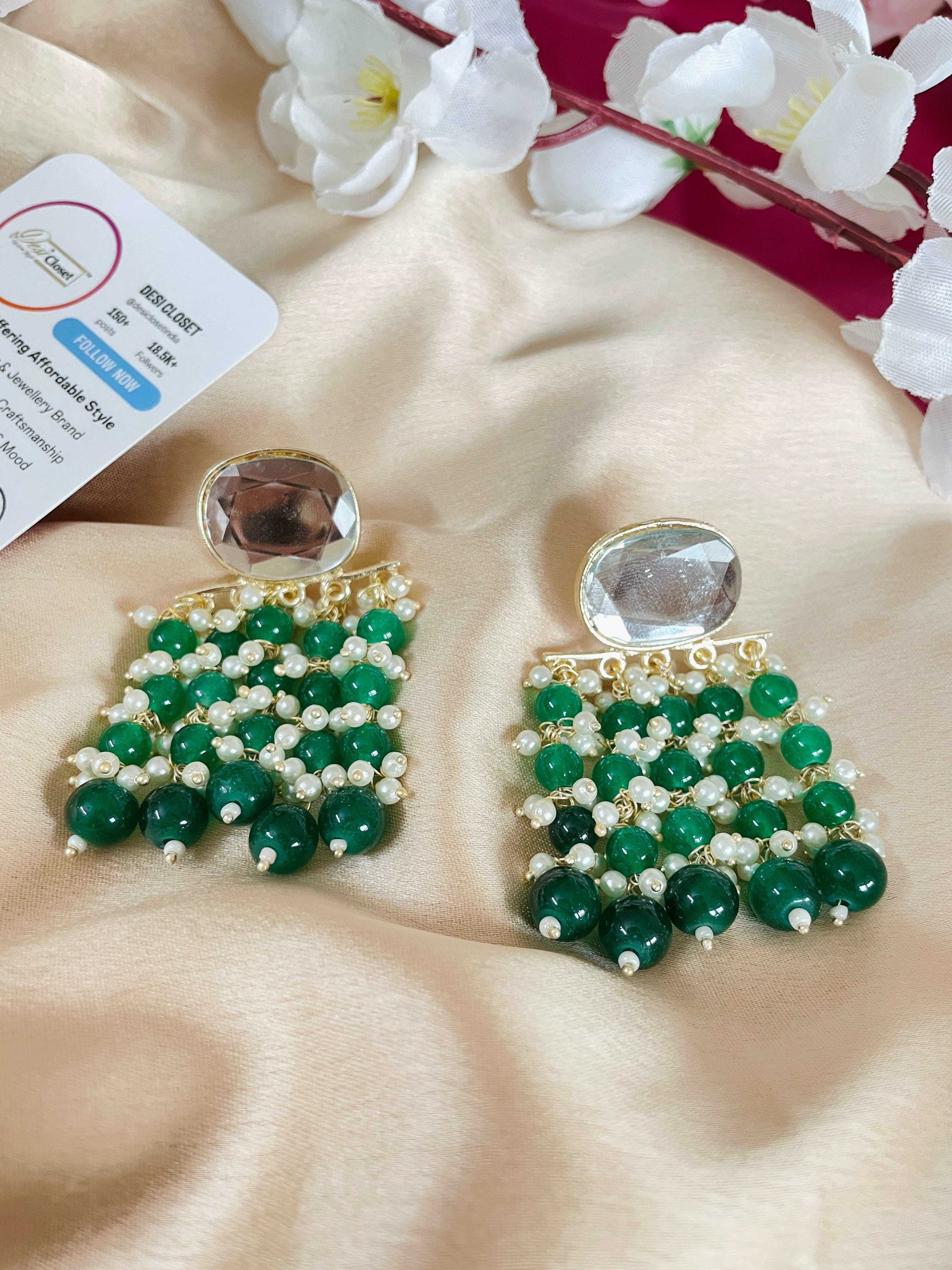 Crystal Green Curtain Beads - Desi Closet