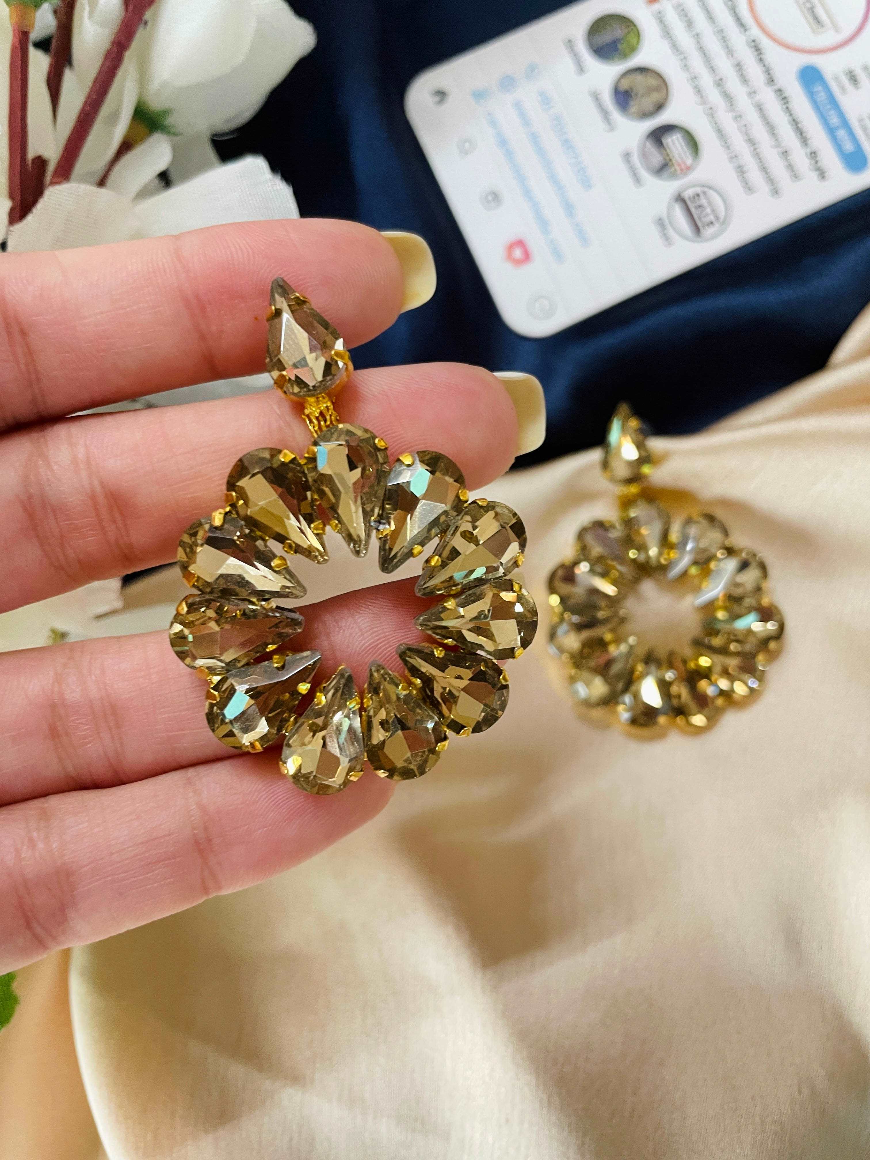 Crystal Glam Earrings - Desi Closet