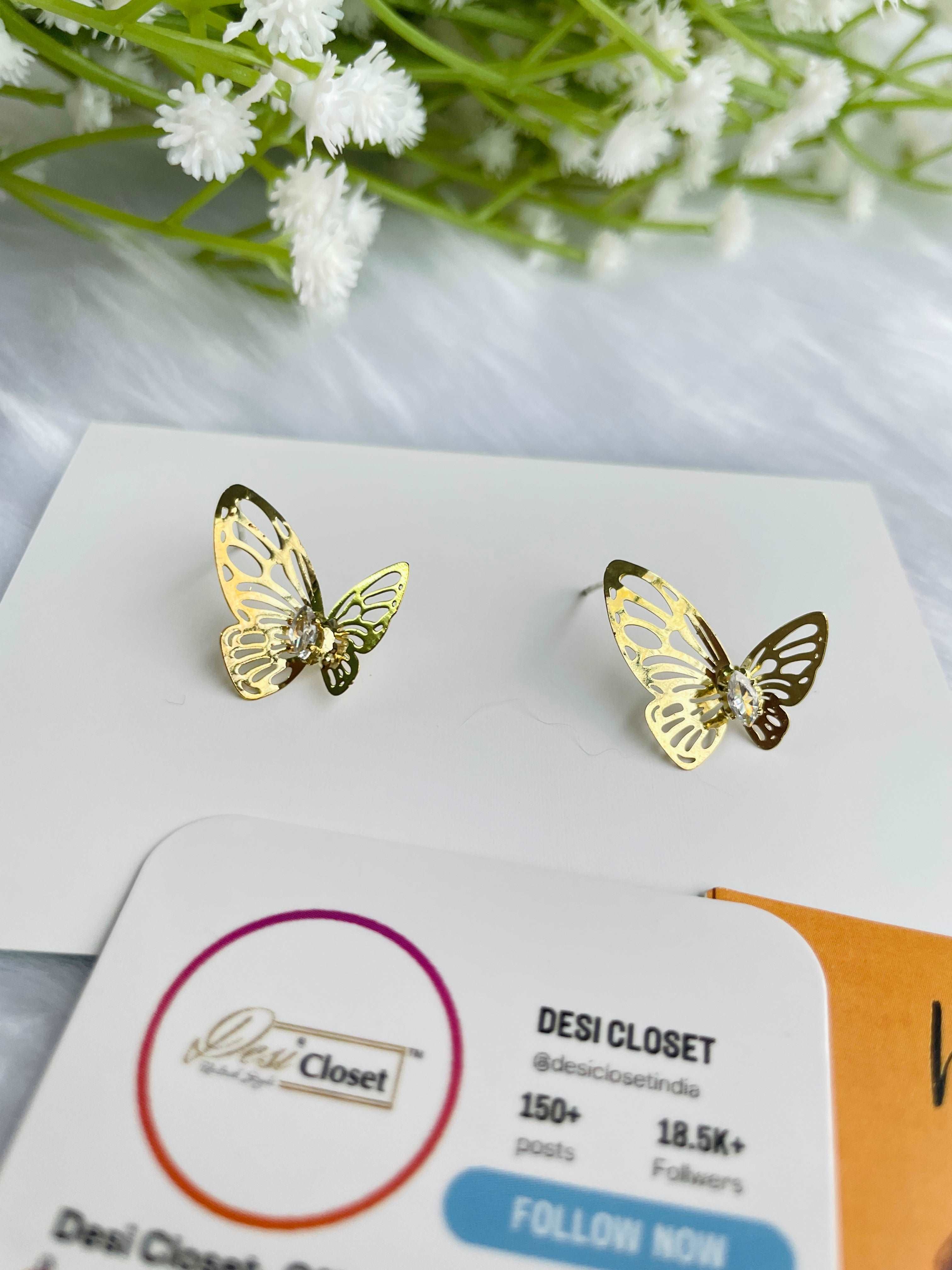 Dainty Butterfly Studs - Desi Closet