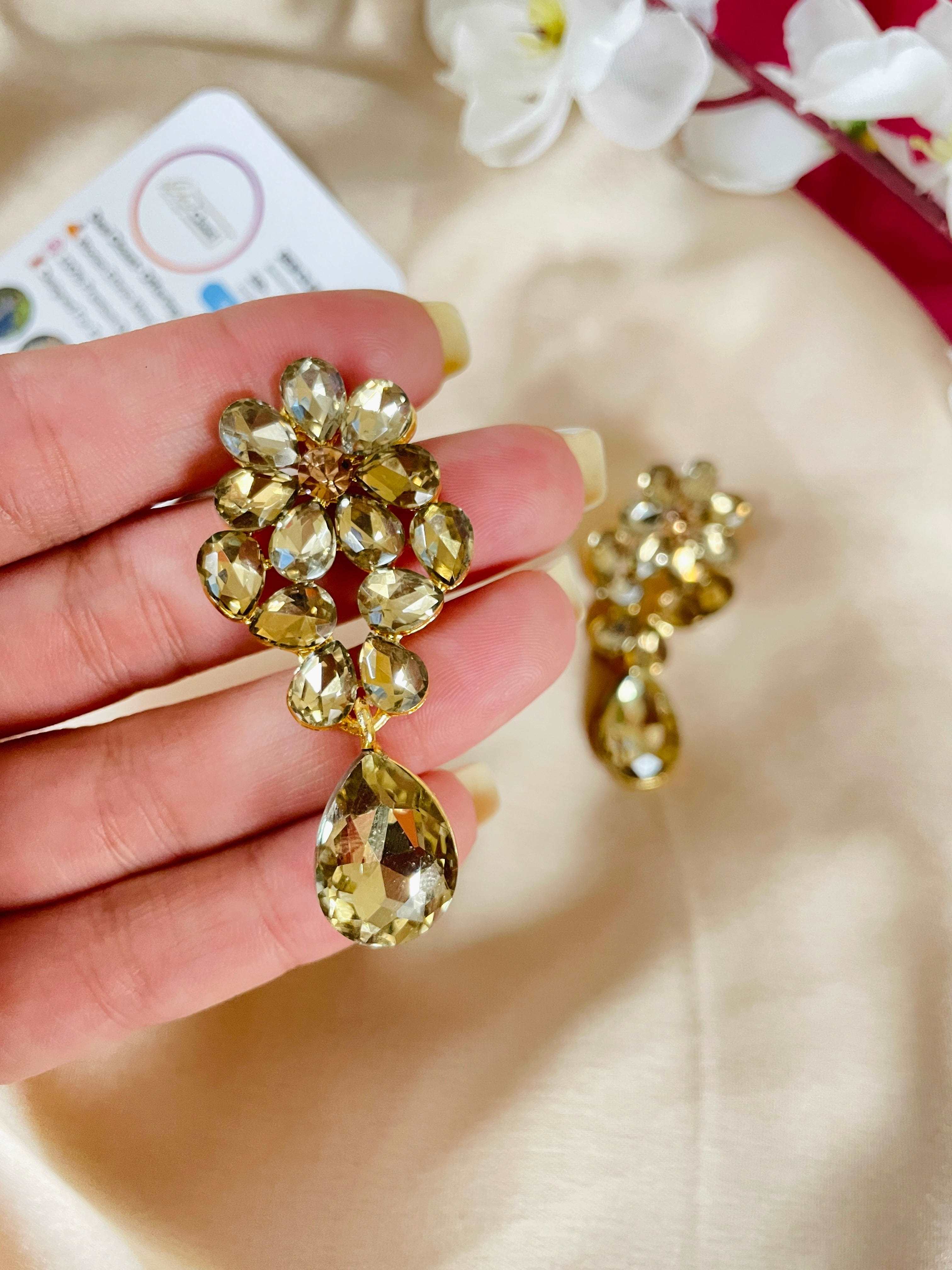 Gold Crystal Flowers - Desi Closet