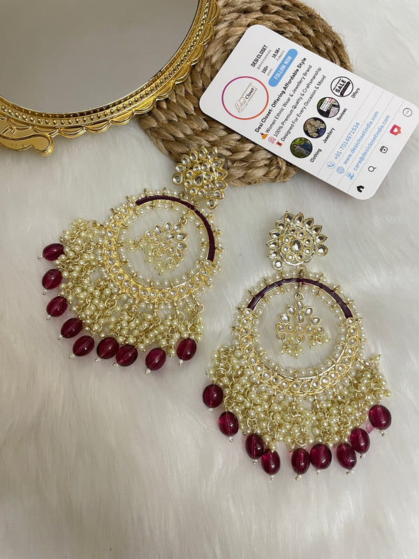 New Big Chandbali Maroon - Desi Closet