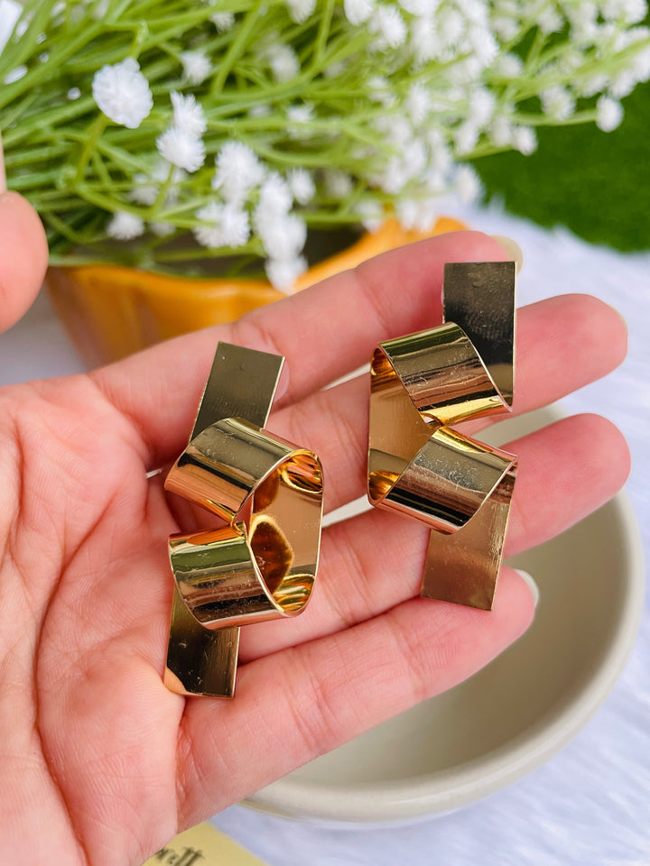 Twist Knot Gold Metal Earrings - Desi Closet