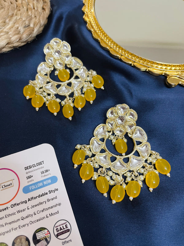 New Beaded Yellow Ovals - Desi Closet