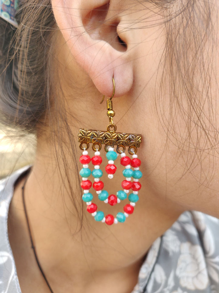 Multi Bead Red Green Drops - Desi Closet