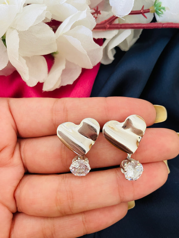 Silver Heart Diamond Drop - Desi Closet