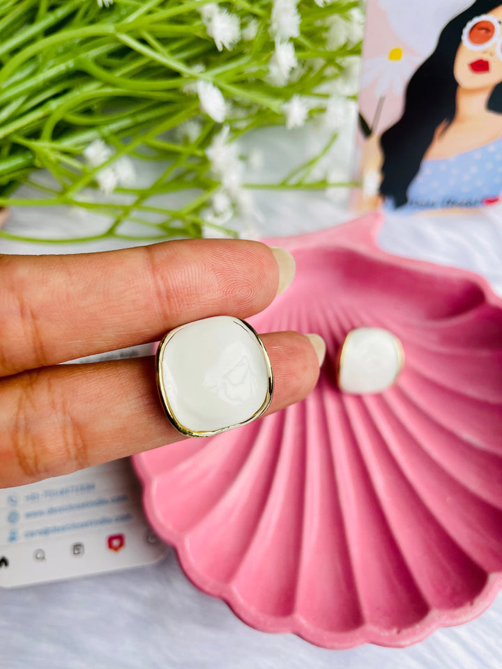 White Glaze Studs - Desi Closet