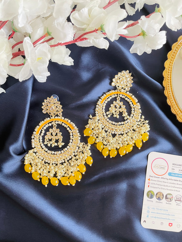 New Big Chandbali Yellow - Desi Closet
