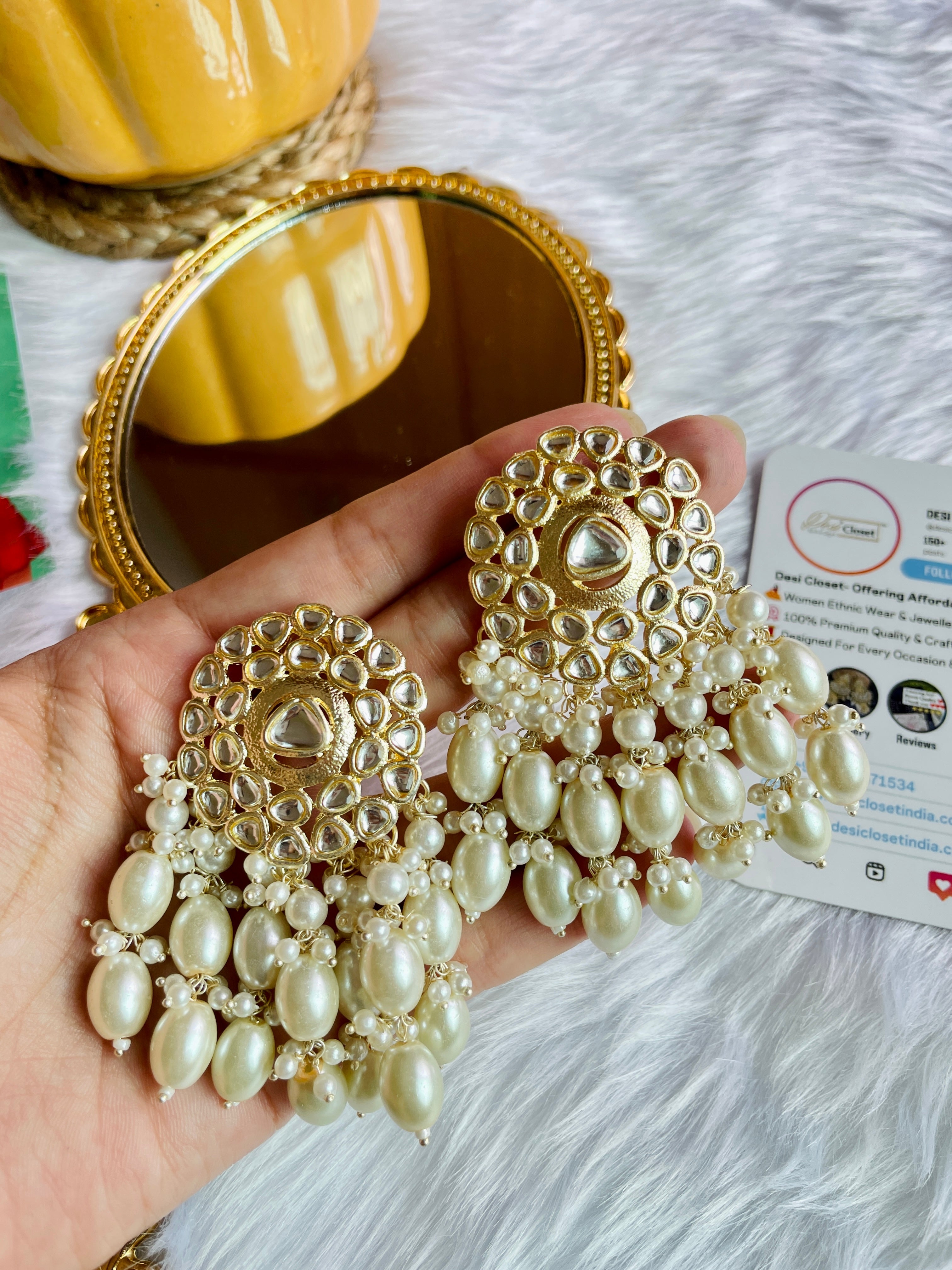 Traditional WHITE Gold Plated Drops - Desi Closet