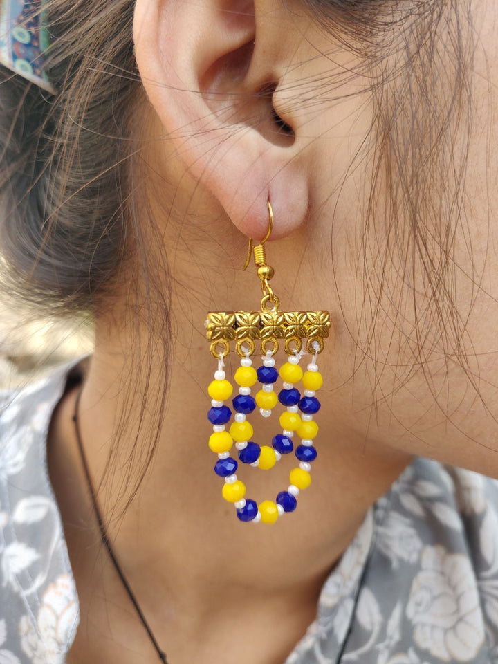 Multi beads Yellow Blue Drops - Desi Closet