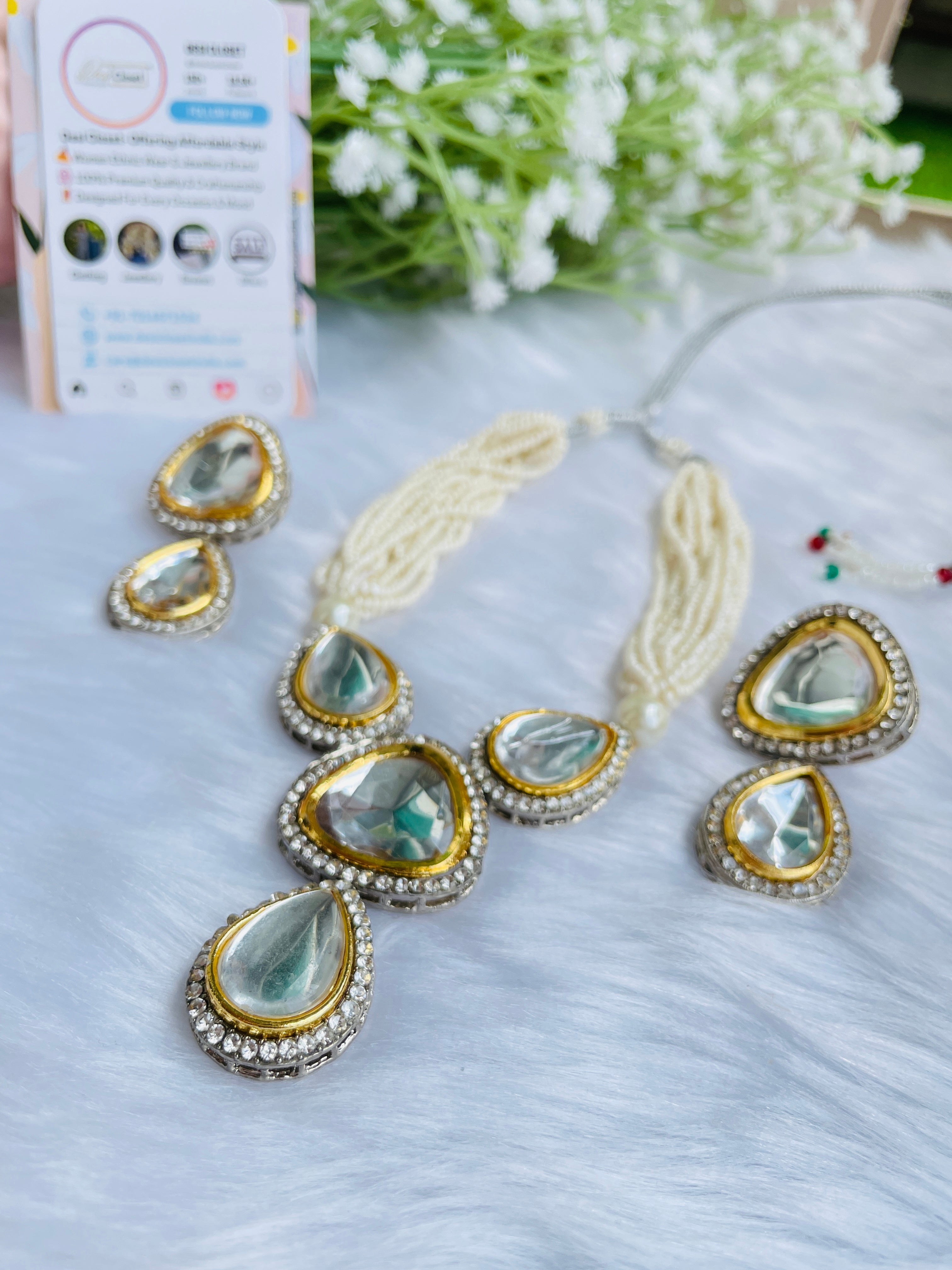 Royal Beaded Neckline with Stunning Earrings - Desi Closet