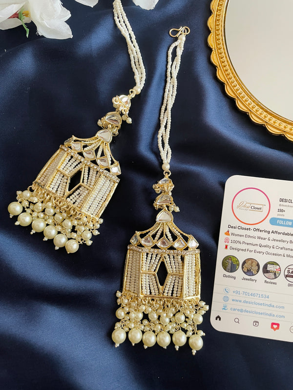 Palki Statement Earrings White - Desi Closet