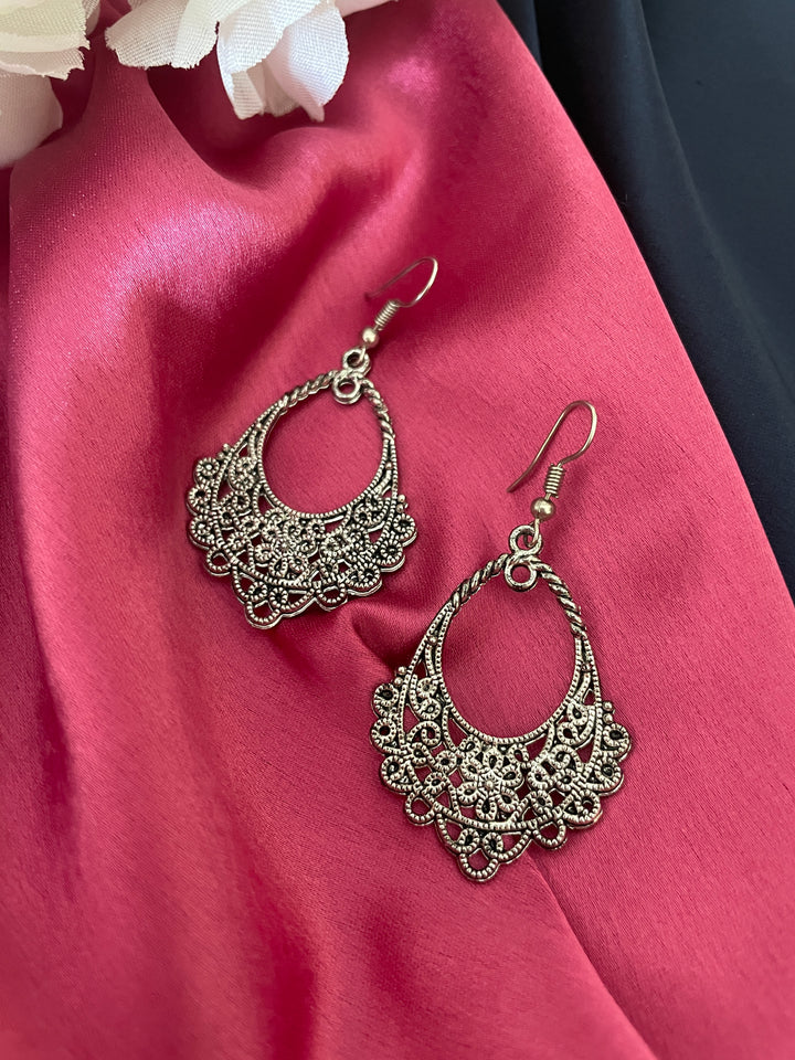 Silver Ethnic Earrings - Desi Closet