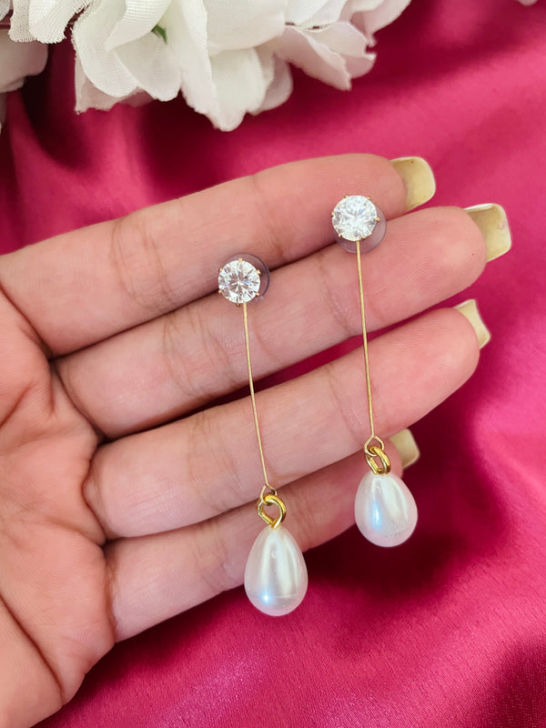 Gold Pearl Long Rope Drop - Desi Closet