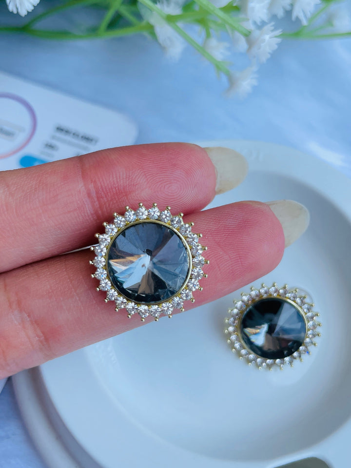 Grey Stone Studs - Desi Closet