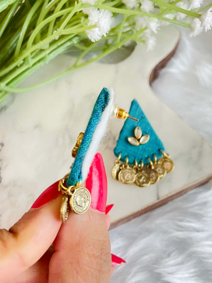 Neel Amber Fabric Studs - Desi Closet