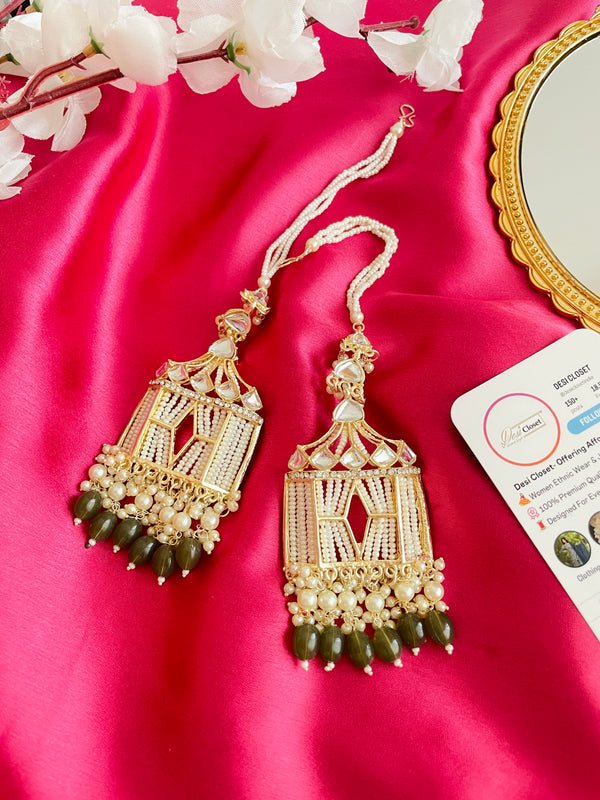 Palki Statement Earrings Green - Desi Closet
